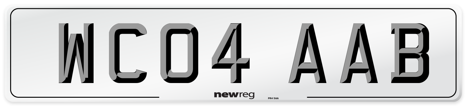 WC04 AAB Number Plate from New Reg